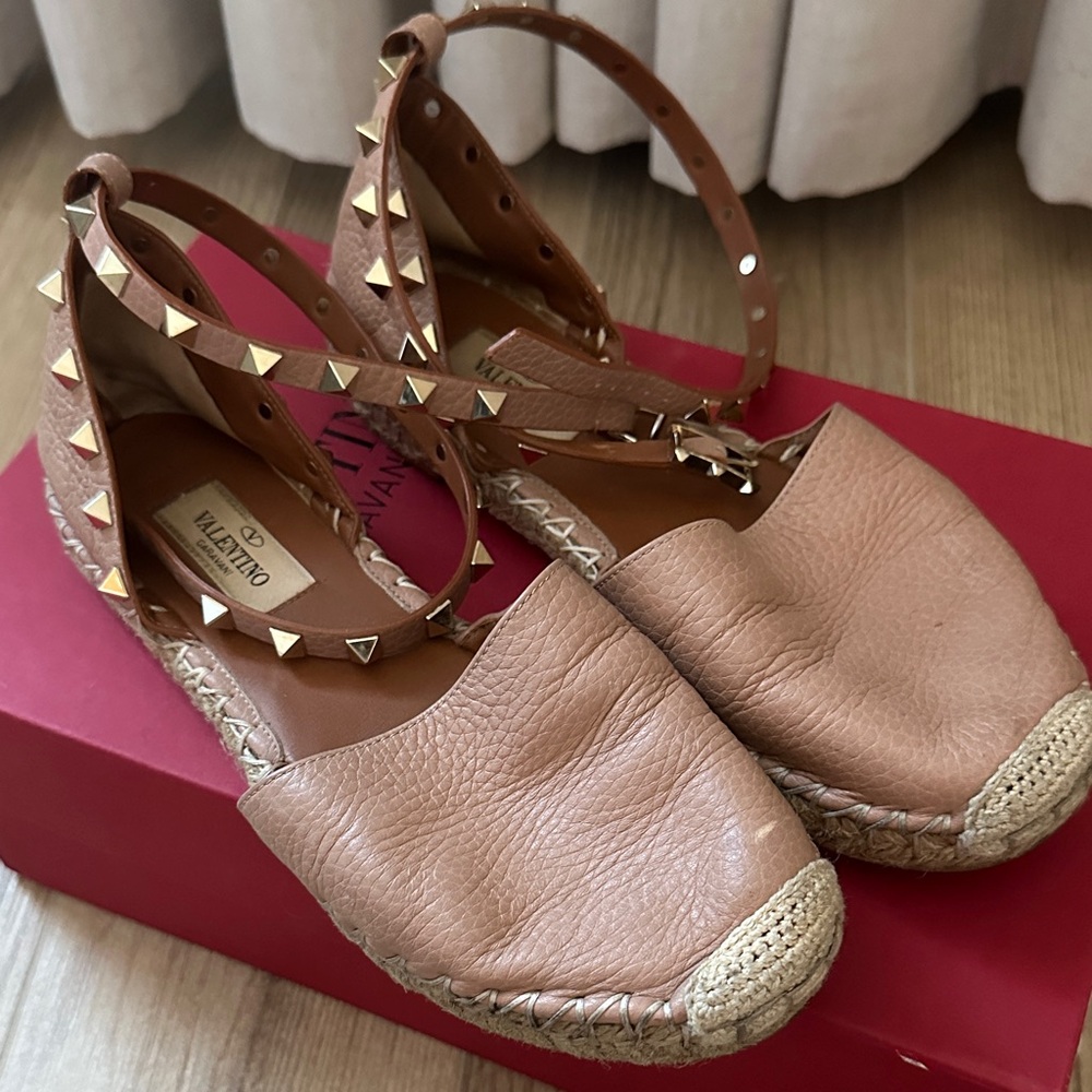 Valentino Studded Tan Espadrilles